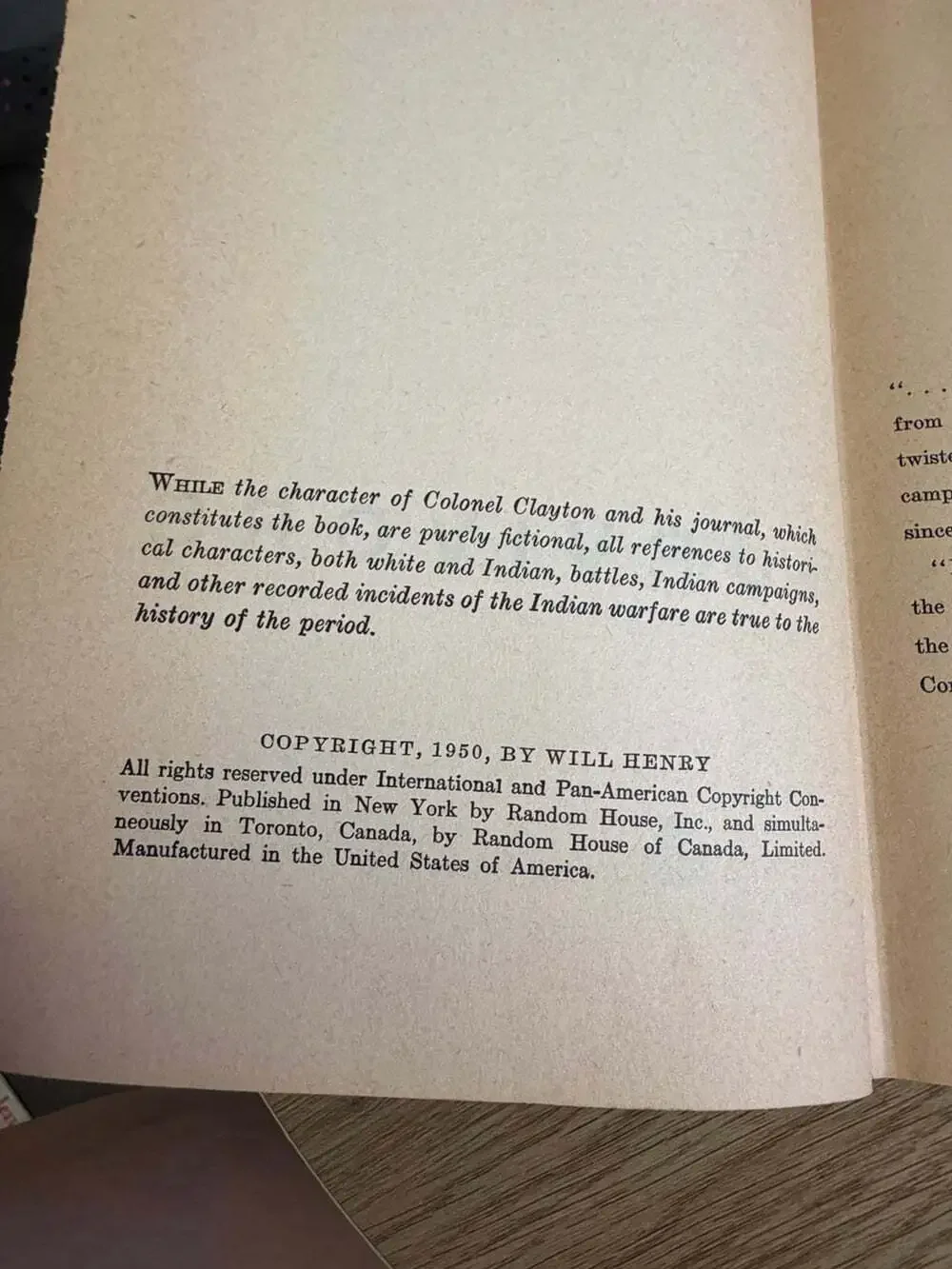 Will Henry No Survivors Hardcover 1950 Random House Western Ex-Library Inscribed